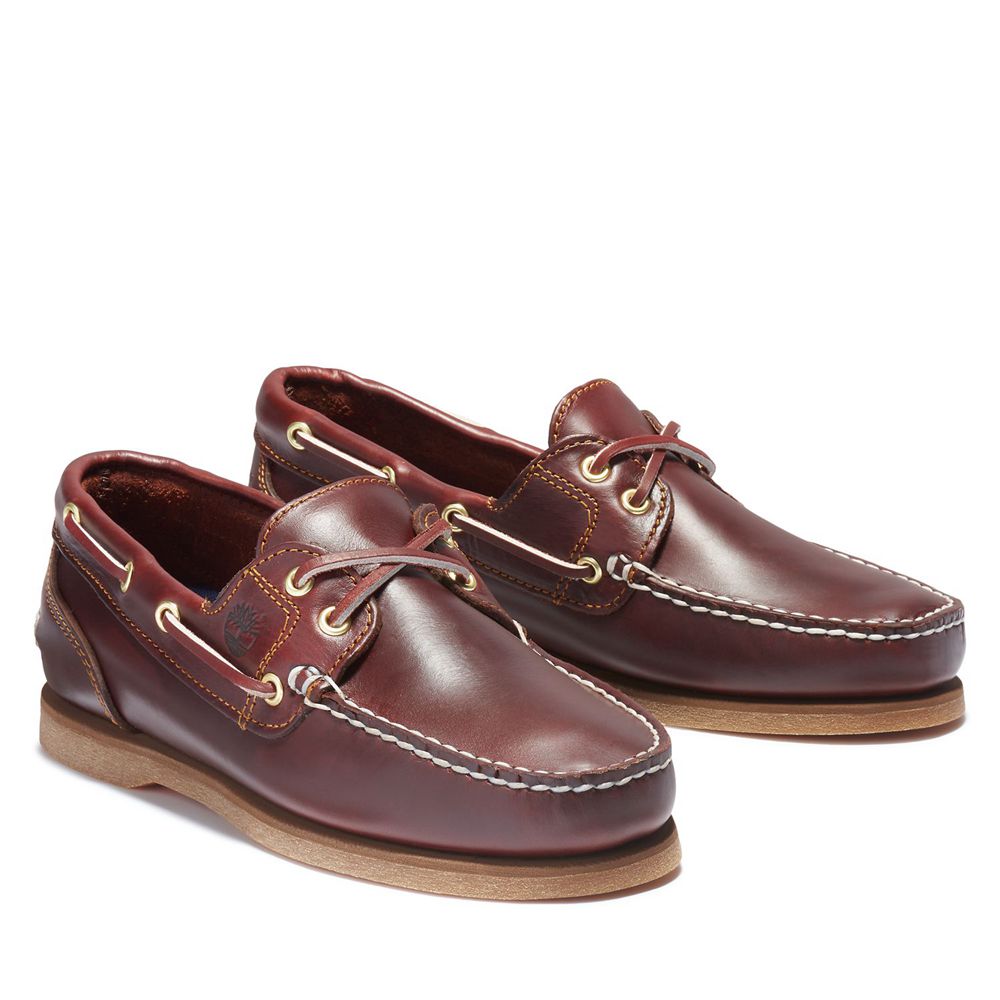 Timberland Womens Boat Shoes Classic Amherst 2-Eye - Burgundy - India KU4182593